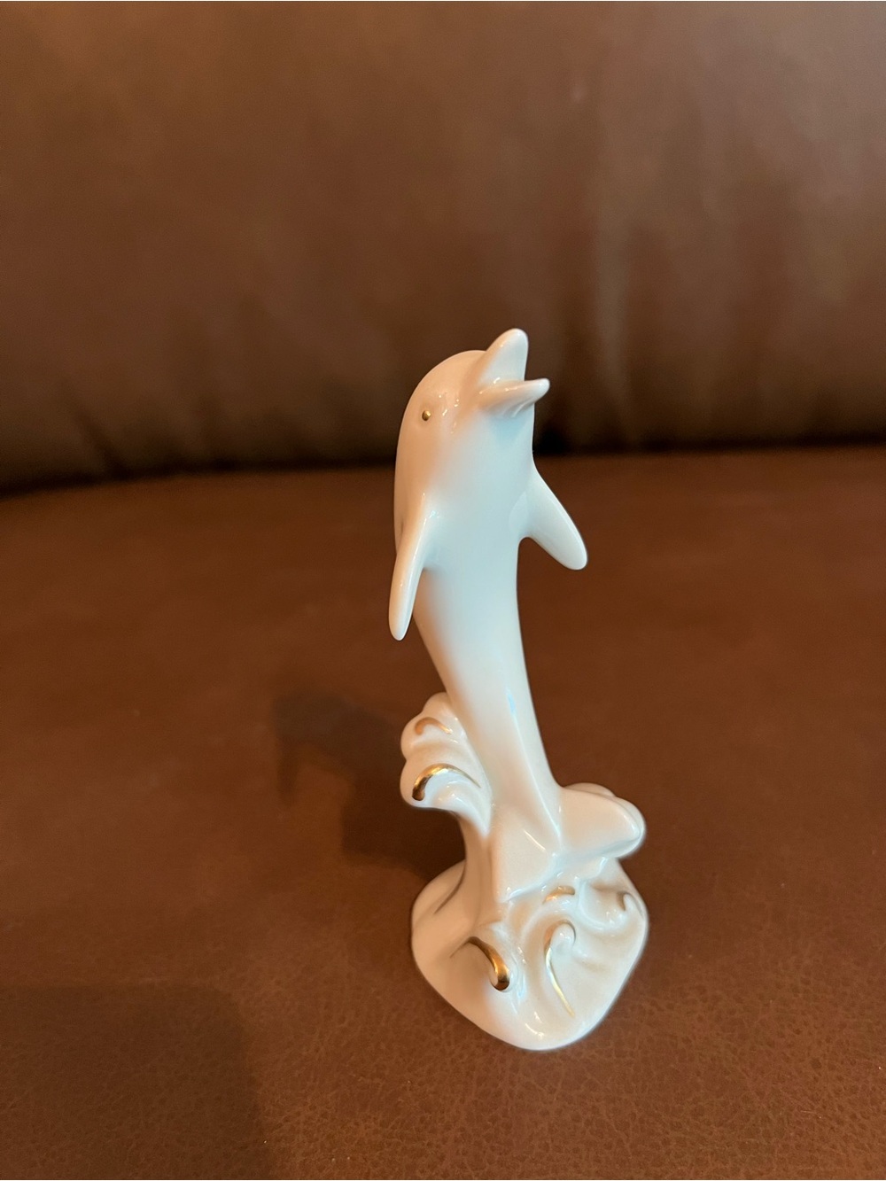 Vtg Lenox Ivory Porcelain Dolphin Figurine with 24k Gold Accents